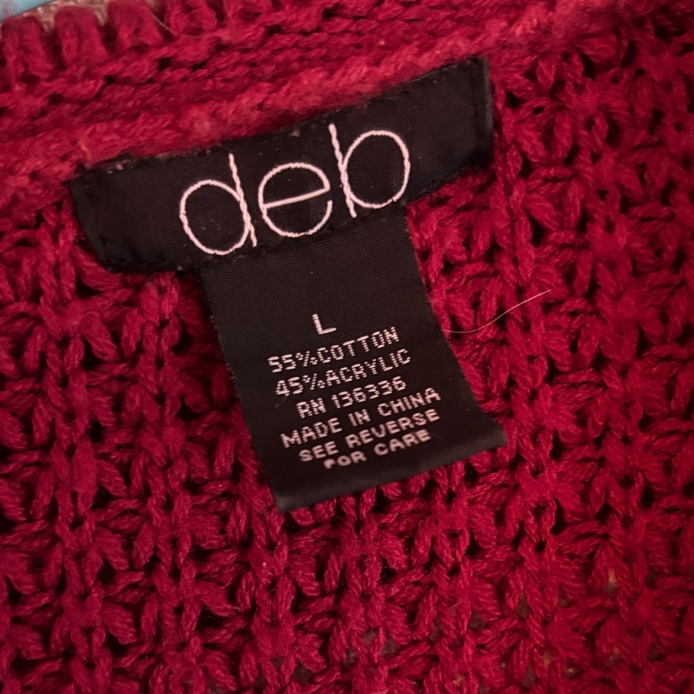Deb Burgundy Ruffled Cardigan - Picture 2 of 3